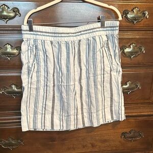 LOFT Blue and White Striped Mini Skirt